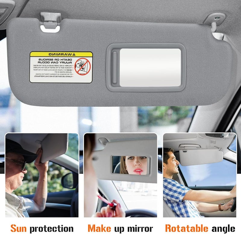 AEagle Sun Visor for Hyundai Elantra 2011-2015 (NOT fit GT Model), Right Passenger Side Gray Sunvisor Replacement 852203X000TX - Image 5